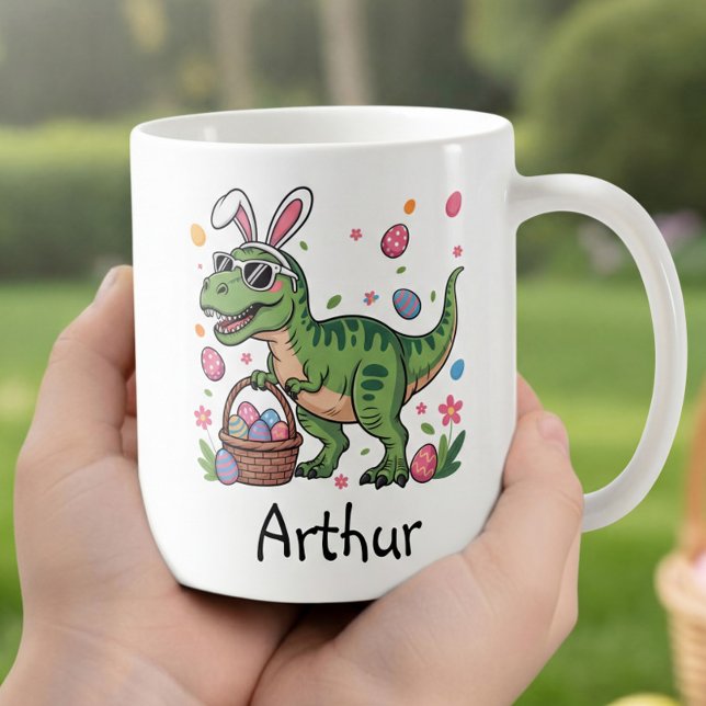 Osterhasen-Dinosaurier-Tasse mit individuellem Nam Kaffeetasse (Von Creator hochgeladen)