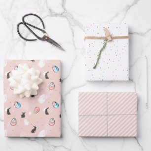 Osterhasen & Eier Muster im Pastell-Look Geschenkpapier Set