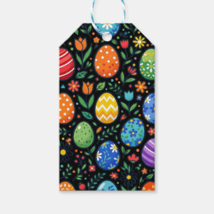 Osterhasen-Eier und Blumen in Regenbogenfarben Geschenkanhänger
