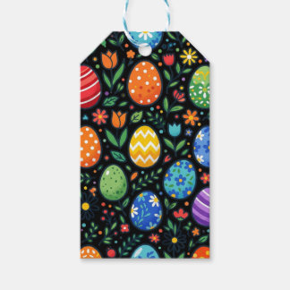 Osterhasen-Eier und Blumen in Regenbogenfarben Geschenkanhänger
