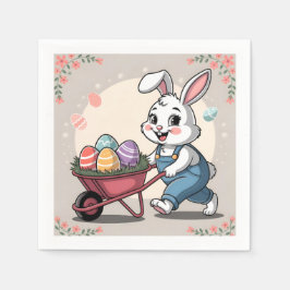 Osterhasen-Eier und Rollkarren Serviette