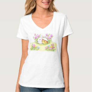Osterhasen, Entlein und Tulpen T-Shirt