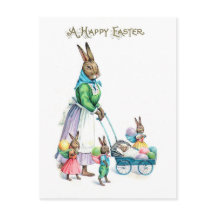 Osterhasen-Familie im Vintage-Stil