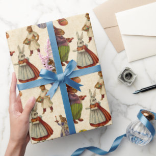 Osterhasen-Feierparty-Verpackung im Vintage-Stil Geschenkpapier