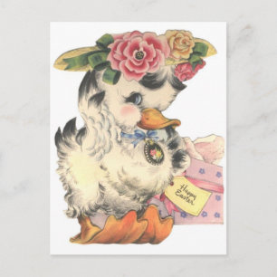 Osterhasen flauschige Ente Postkarte