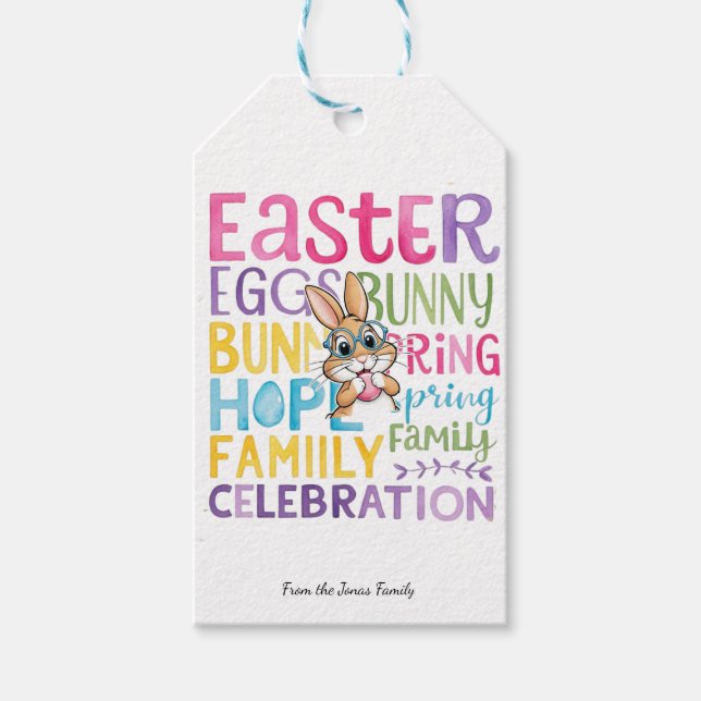 Osterhasen-Geschenk-Anhänger, personalisierter Eas Geschenkanhänger (Vorderseite)