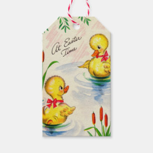 OSTERHASEN-GESCHENKETIKETT VINTAGE GESCHENKANHÄNGER