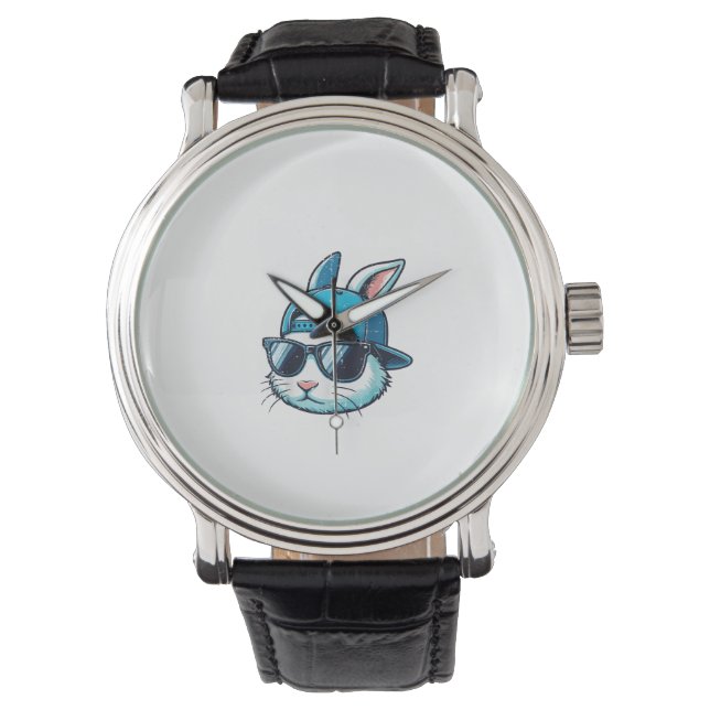 Osterhasen-Gesicht Baseballkappe Sonnenbrille Hase Armbanduhr (Vorderseite)