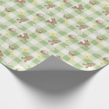 Osterhasen-Gingham-Geschenkpapier in Grün