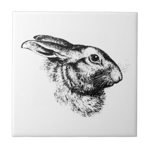 Osterhasen-Hase-Kaninchen Vintage-Illustration Fliese
