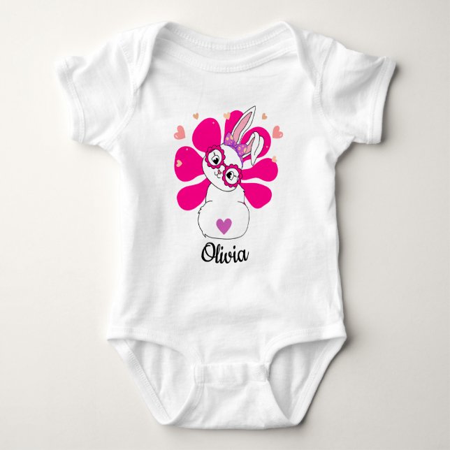 Osterhasen hübsch personalisiert baby strampler (Vorderseite)