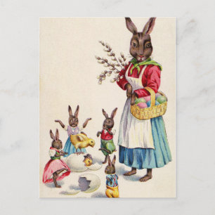 Osterhasen im Vintage-Stil Postkarte