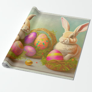 Osterhasen in Körben Kollektion Geschenkpapier