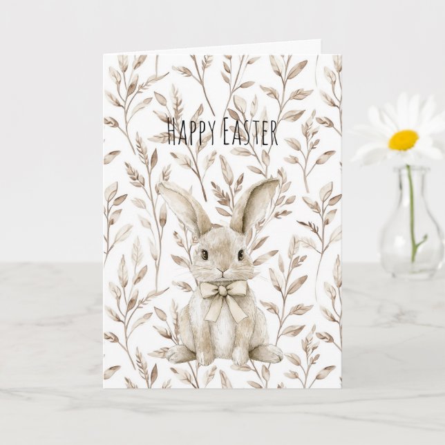 Osterhasen-Kaninchen Creme Karte (Kleine Pflanze)