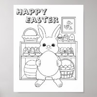 Osterhasen-Kaninchen-Ei-Kinder-Malbuch-Poster
