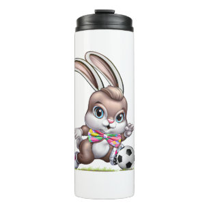 Osterhasen-Kaninchen-T-Shirt mit Fußball für B Thermosbecher
