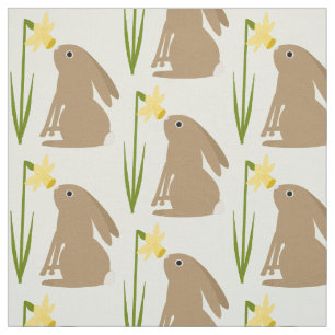 Osterhasen-Kaninchen und Daffodische Blume Stoff