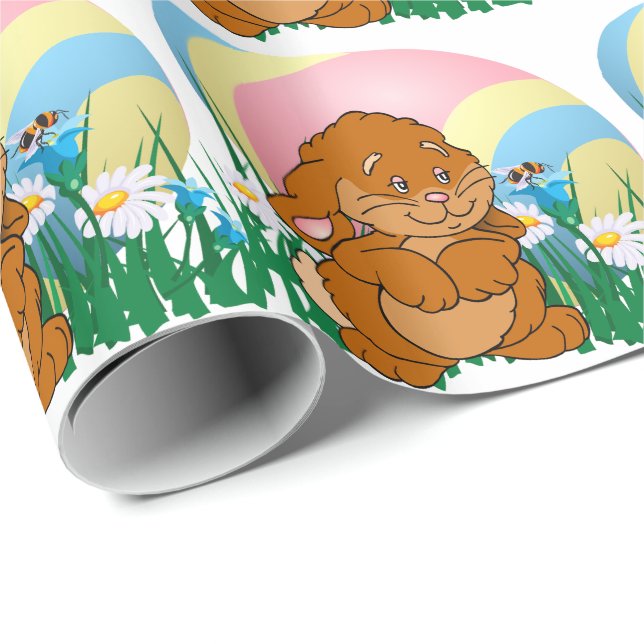 Osterhasen-Kaninchen und Ostereier Geschenkpapier (Rolleneckpunkt)
