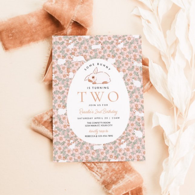 Osterhasen Mädchen 2. Geburtstag Einladung (Girls Easter Birthday Party Invite)