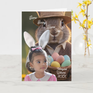 Osterhasen-Mädchen-Foto individuell gestalten Karte