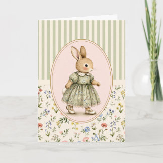 Osterhasen-Mädchen-Grußkarte im Pastell-Vintage-St Karte