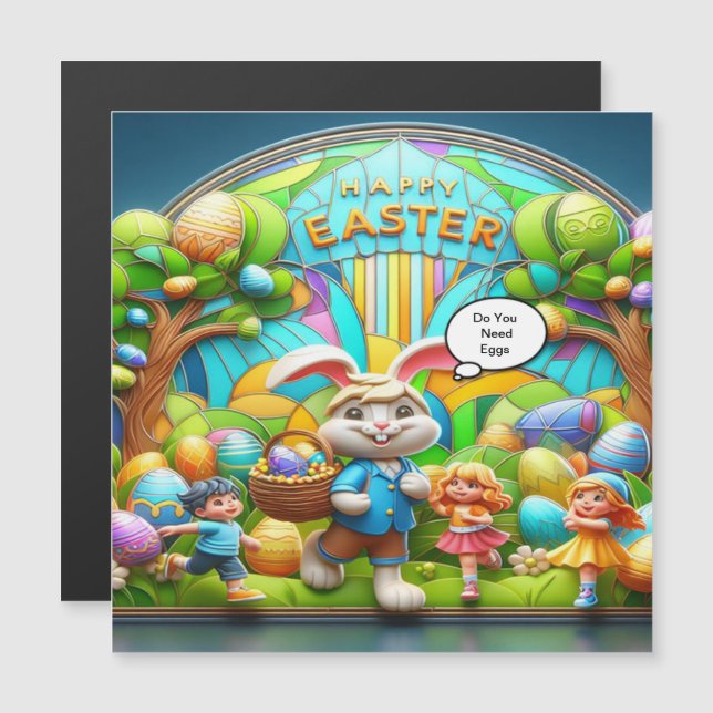 Osterhasen magisches Land Magnetkarte (Vorne/Hinten)