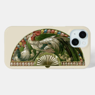 Osterhasen mit Hühnern, Vintage Art Nouveau iPhone 15 Hülle