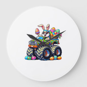 Osterhasen Monster Truck Eier Cooler Kaninchen T- Große Wanduhr