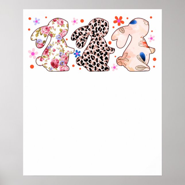 Osterhasen-Muster, retro, vintage Poster (Vorne)