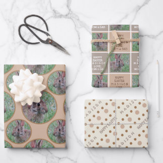 Osterhasen-Neutralpolka-Dot Personalisiert Geschenkpapier Set