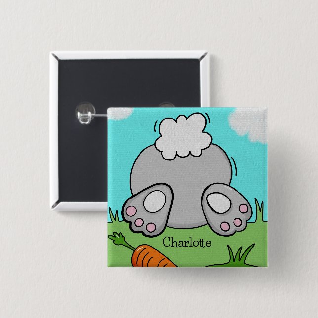 Osterhasen Niedliches Kaninchen Personalisiert Button (Vorne & Hinten)