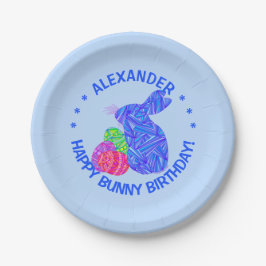 Osterhasen-Ostern Z blaues Themed Pappteller