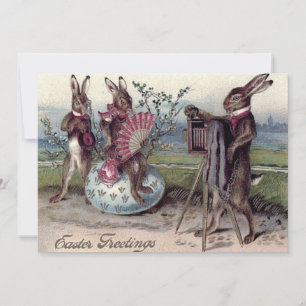 Osterhasen-Paar-Kamera-Ei Einladung