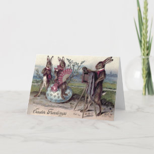 Osterhasen-Paar-Kamera-Ei Feiertagskarte