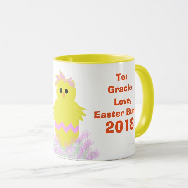 Osterhasen Pink Grüne Kichereier Keepake Tasse (VorderseiteRechts)