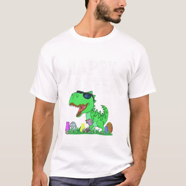 Osterhasen Reiten Trex Hühnchen Funny Boys Ostern T-Shirt (Vorderseite)