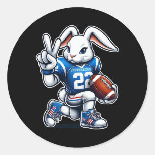 Osterhasen spielt American Football Jungen Mädchen Runder Aufkleber