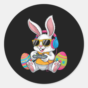 Osterhasen-Tag-Hase Gamer Lustige Videospiele Jung Runder Aufkleber