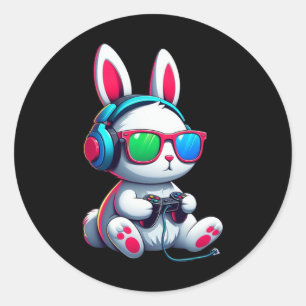 Osterhasen-Tag-Hase Gamer Videospiel Boys Männer K Runder Aufkleber