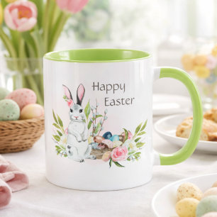 Osterhasen-Tasse "Frohe Ostern"   Wasserfarben Frü Tasse