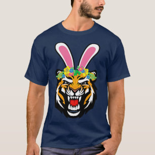 Osterhasen-Tiger mit Blume T-Shirt