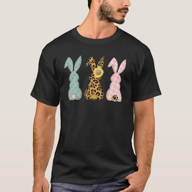 Osterhasen Trio Rabbit Leopard Matching Niedlich T-Shirt (Vorderseite)
