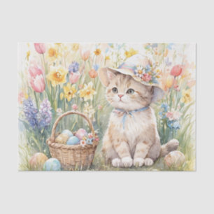Osterhasen Tulpen und süße Katze Seidenpapier