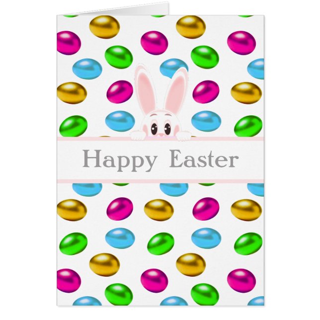 Osterhasen und bunte Eier auf Weiß (Vorne)