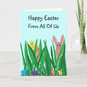 Osterhasen und Küken Feiertagskarte