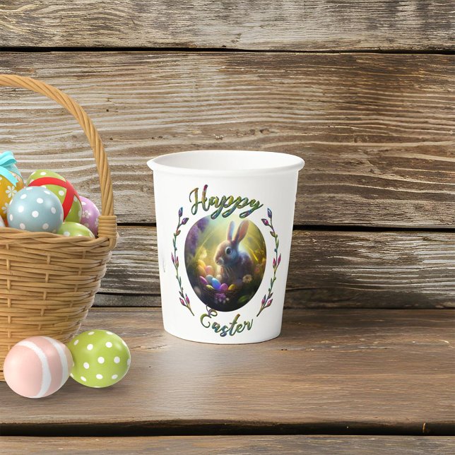 Osterhasen und Küken mit Eierkörben Pappbecher (Von Creator hochgeladen)