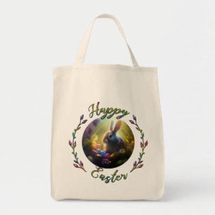 Osterhasen und Küken mit Eierkörben Tragetasche