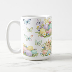 Osterhasen und Ostereier in Pastell Blumen und Sch Kaffeetasse