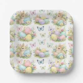 Osterhasen und Ostereier in Pastell Blumen und Sch Pappteller
