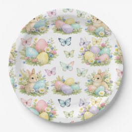 Osterhasen und Ostereier in Pastell Blumen und Sch Pappteller